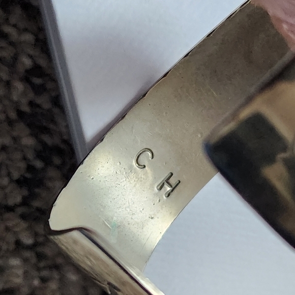 Navajo Turquoise Chip Inlay Cuff Bracelet Signed CH - Picture 6 of 11